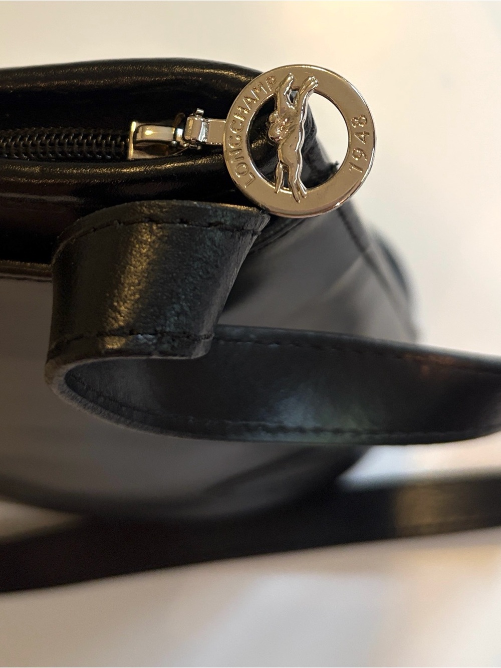 Longchamp Le Roseau Bag Shoulder Crossbody Bucket Black Leather Bag Vintage - Picture 11 of 16